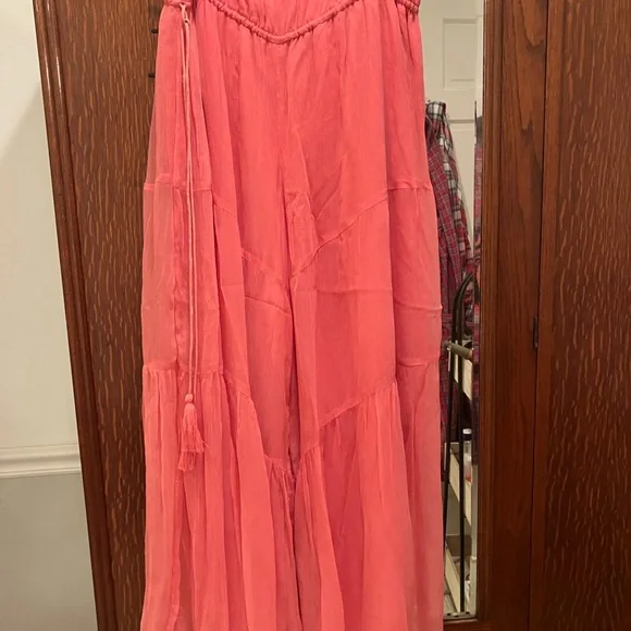 Anthropologie elevenses pink palazzo pant size L - Picture 3 of 6